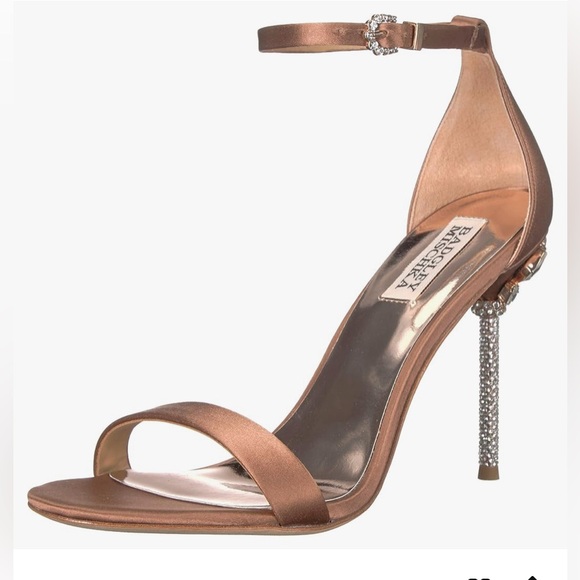 Badgley Mischka Vicia High Heel Sandal Dark Nude Satin Size 6 - Picture 3 of 14